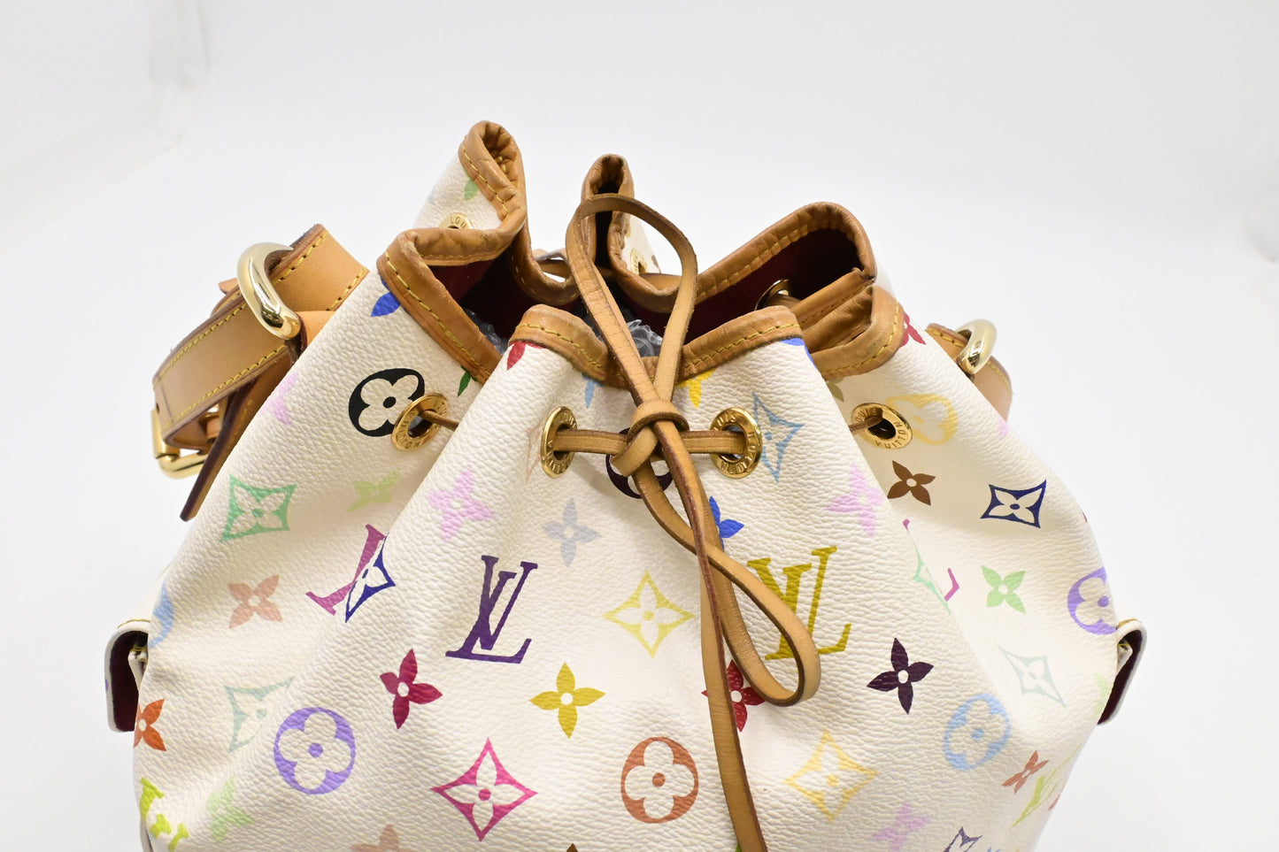 Louis Vuitton x Takashi Murakami Petit Noe in White Multicolor Monogram Canvas