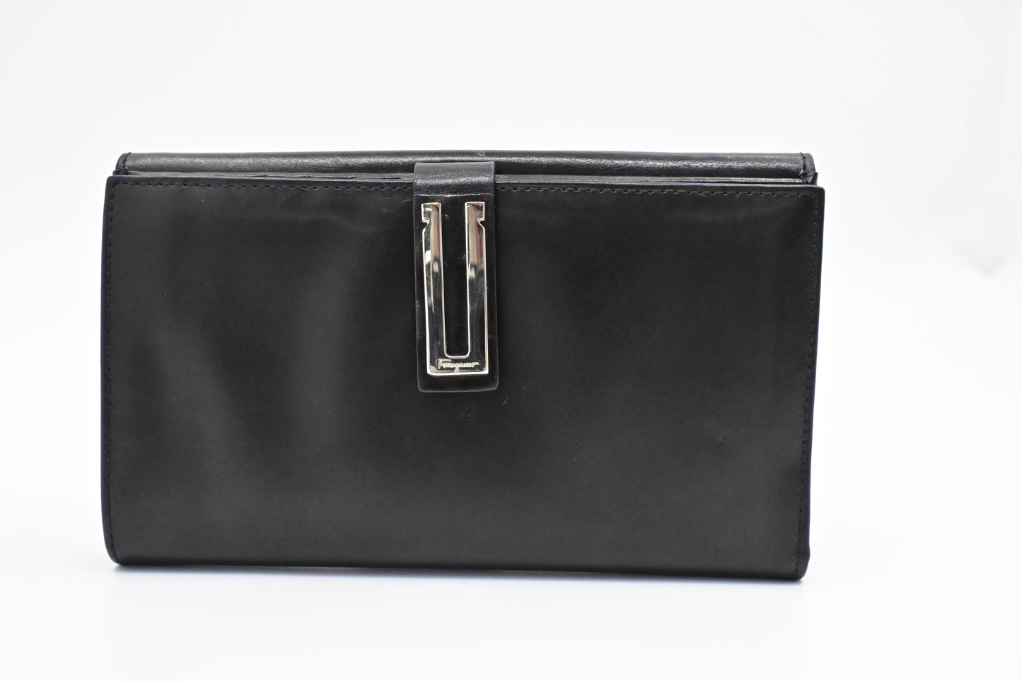 Ferragamo Bifold Long Wallet in Black Leather