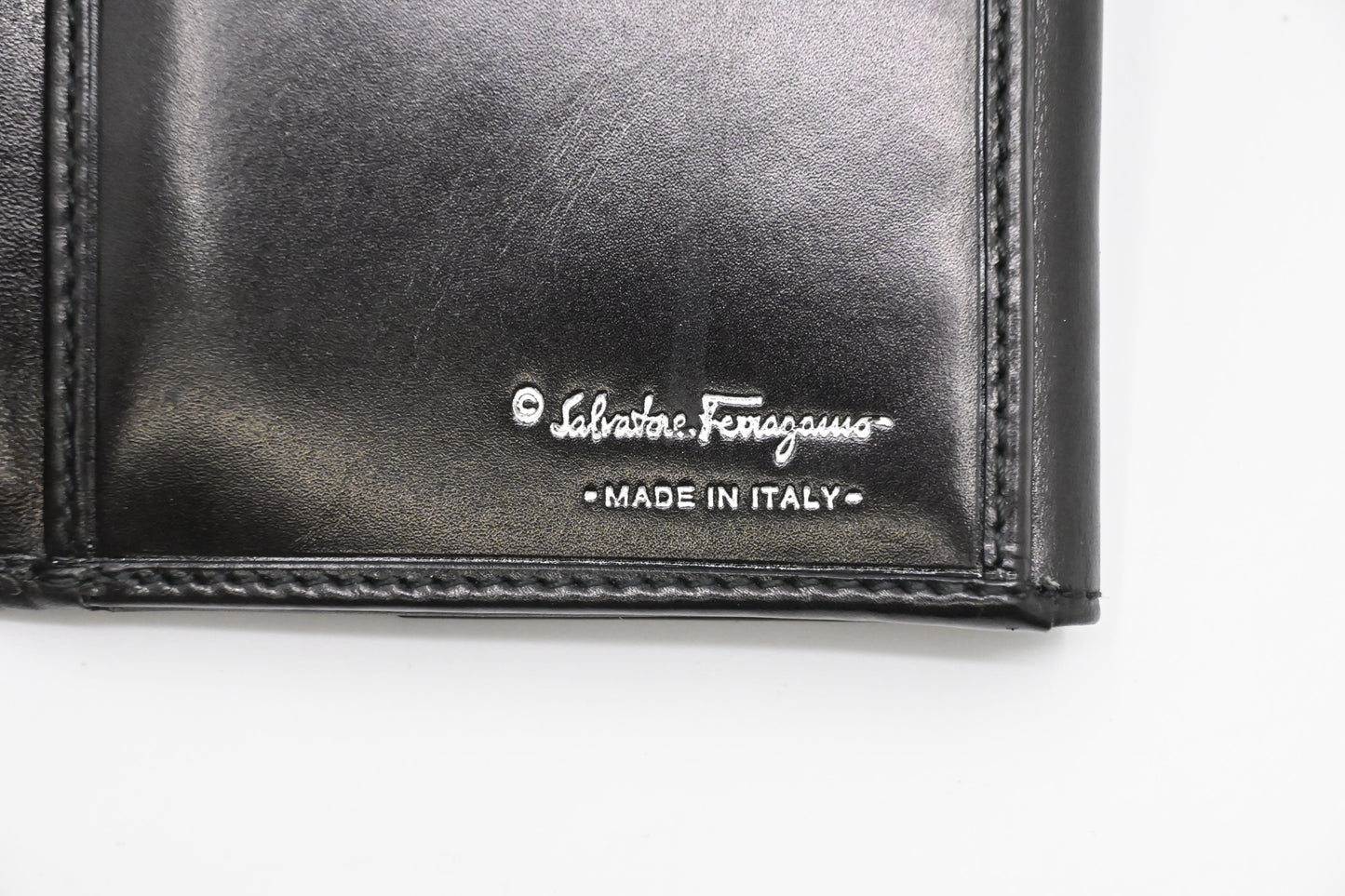 Ferragamo Bifold Long Wallet in Black Leather