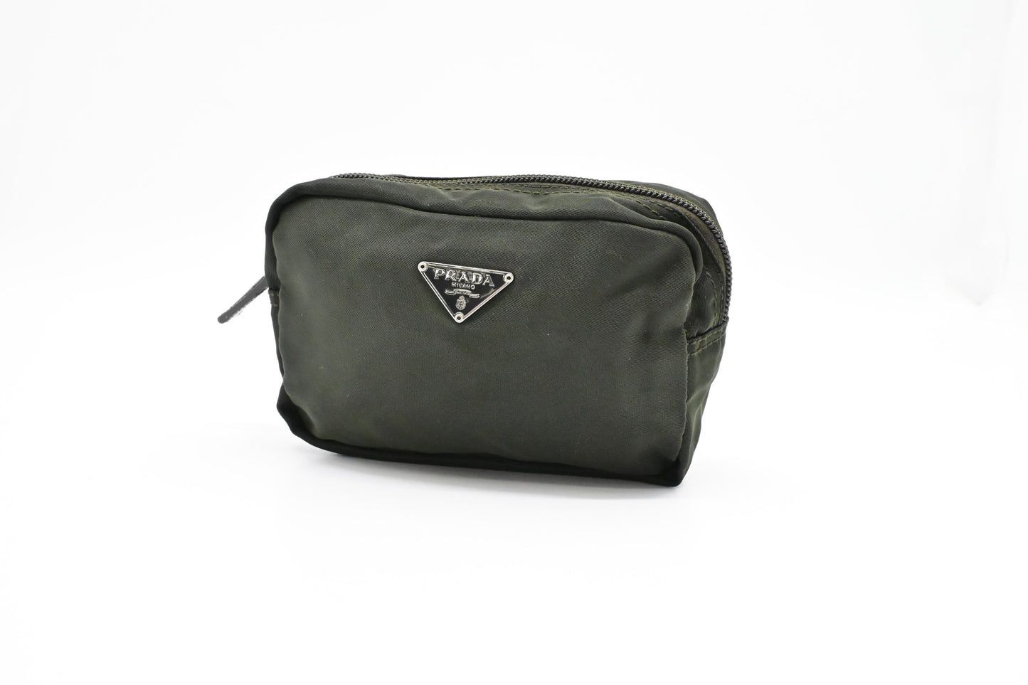 Prada Mini Pouch in Dark Green Nylon Canvas