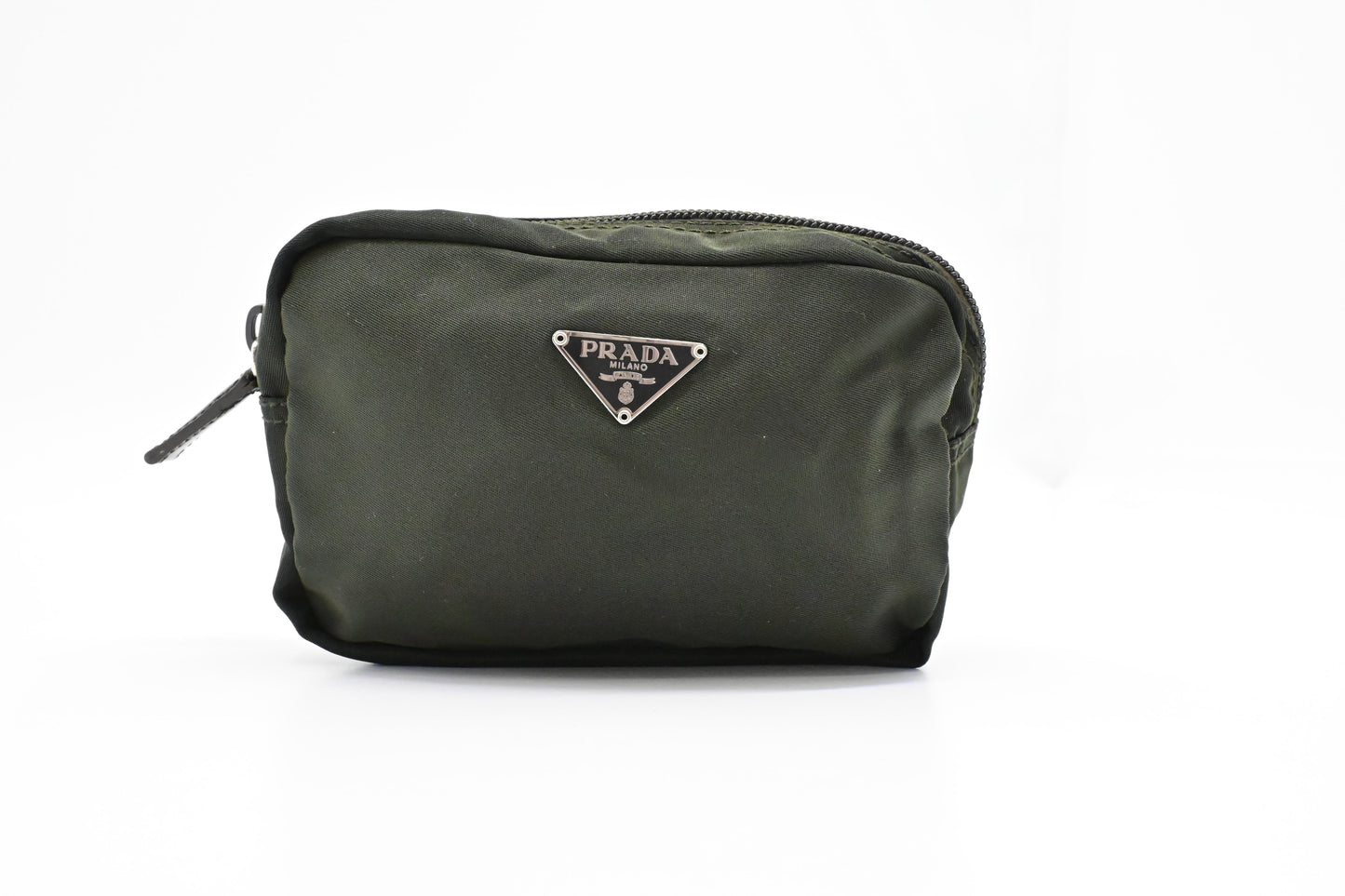 Prada Mini Pouch in Dark Green Nylon Canvas