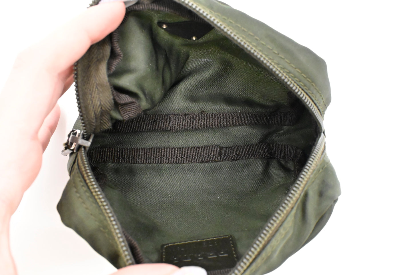 Prada Mini Pouch in Dark Green Nylon Canvas