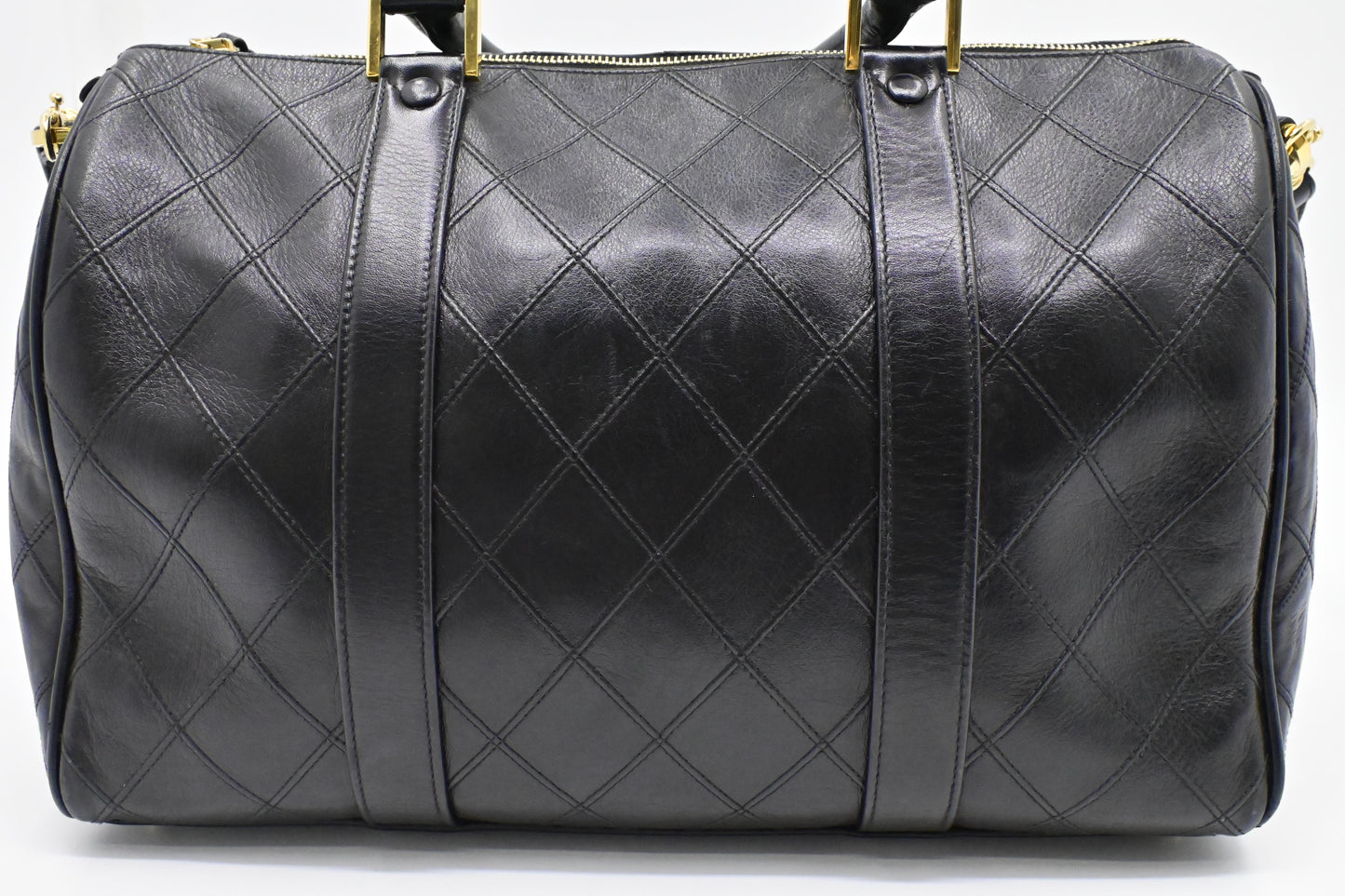 Chanel Bicolor Boston Bag in Black Quilted Lambskin