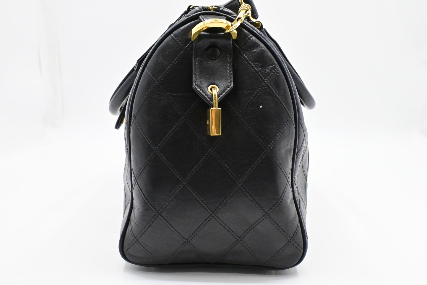 Chanel Bicolor Boston Bag in Black Quilted Lambskin