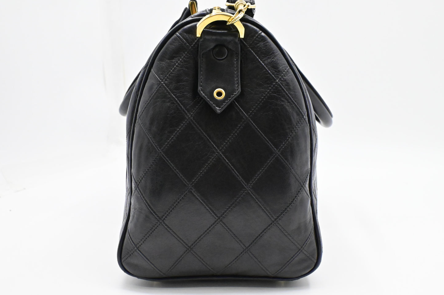 Chanel Bicolor Boston Bag in Black Quilted Lambskin