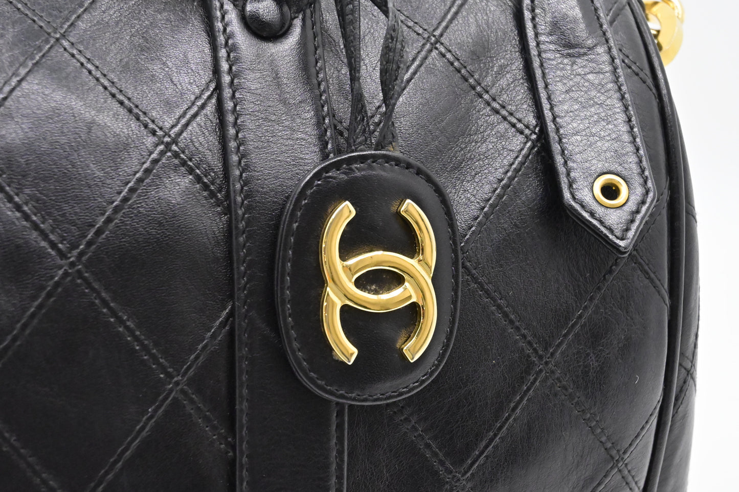 Chanel Bicolor Boston Bag in Black Quilted Lambskin