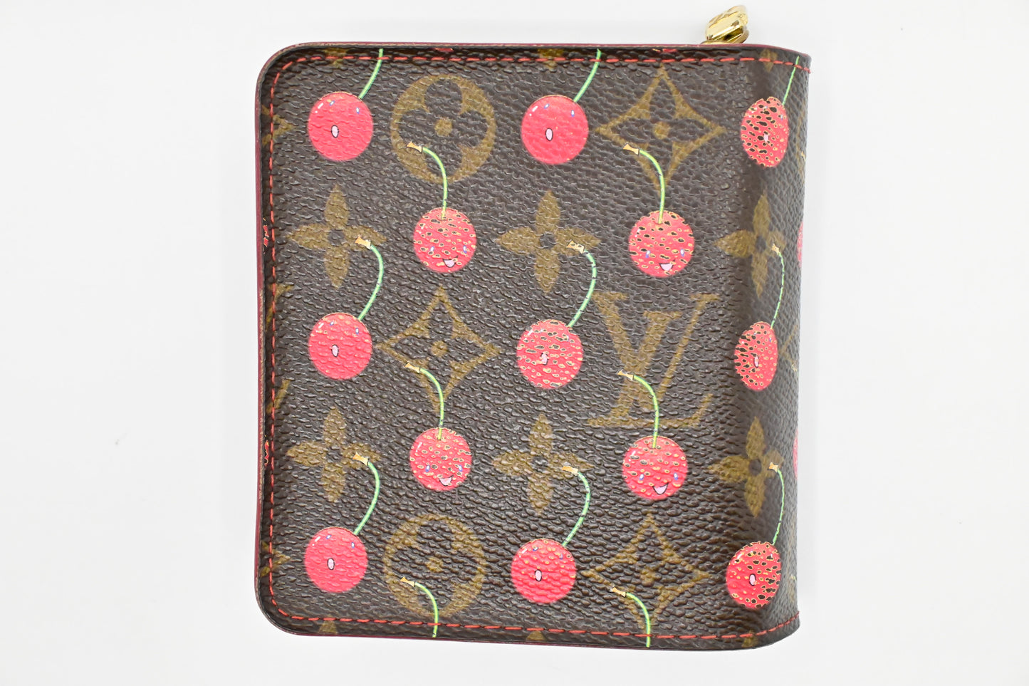 Louis Vuitton x Takashi Murakami Compact Zippy in Cherry Monogram Canvas