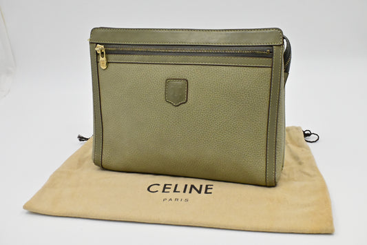 Celine Pouch in Olive Green Leather