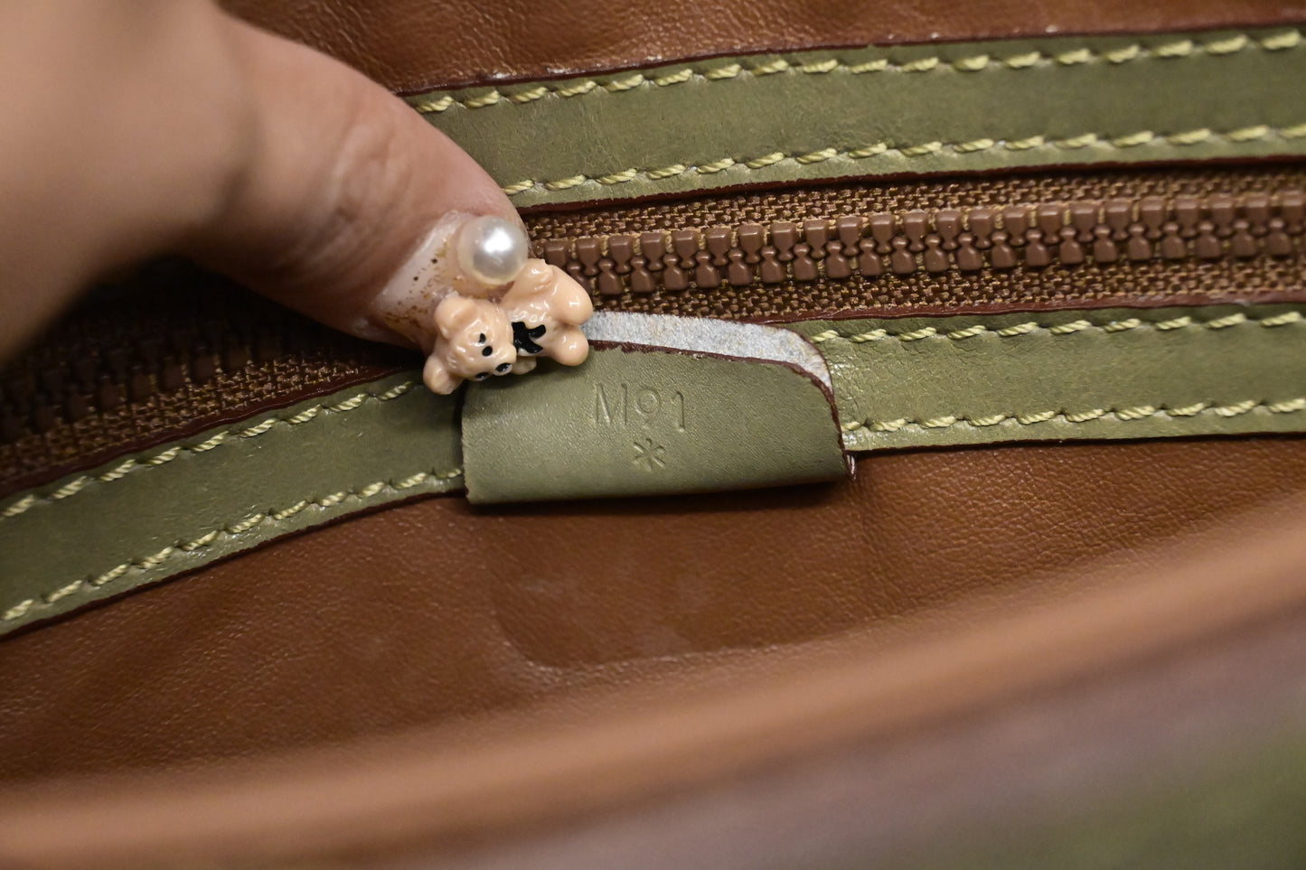 Celine Pouch in Olive Green Leather