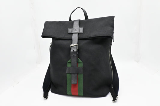 Gucci Web Techno Backpack in Black Canvas