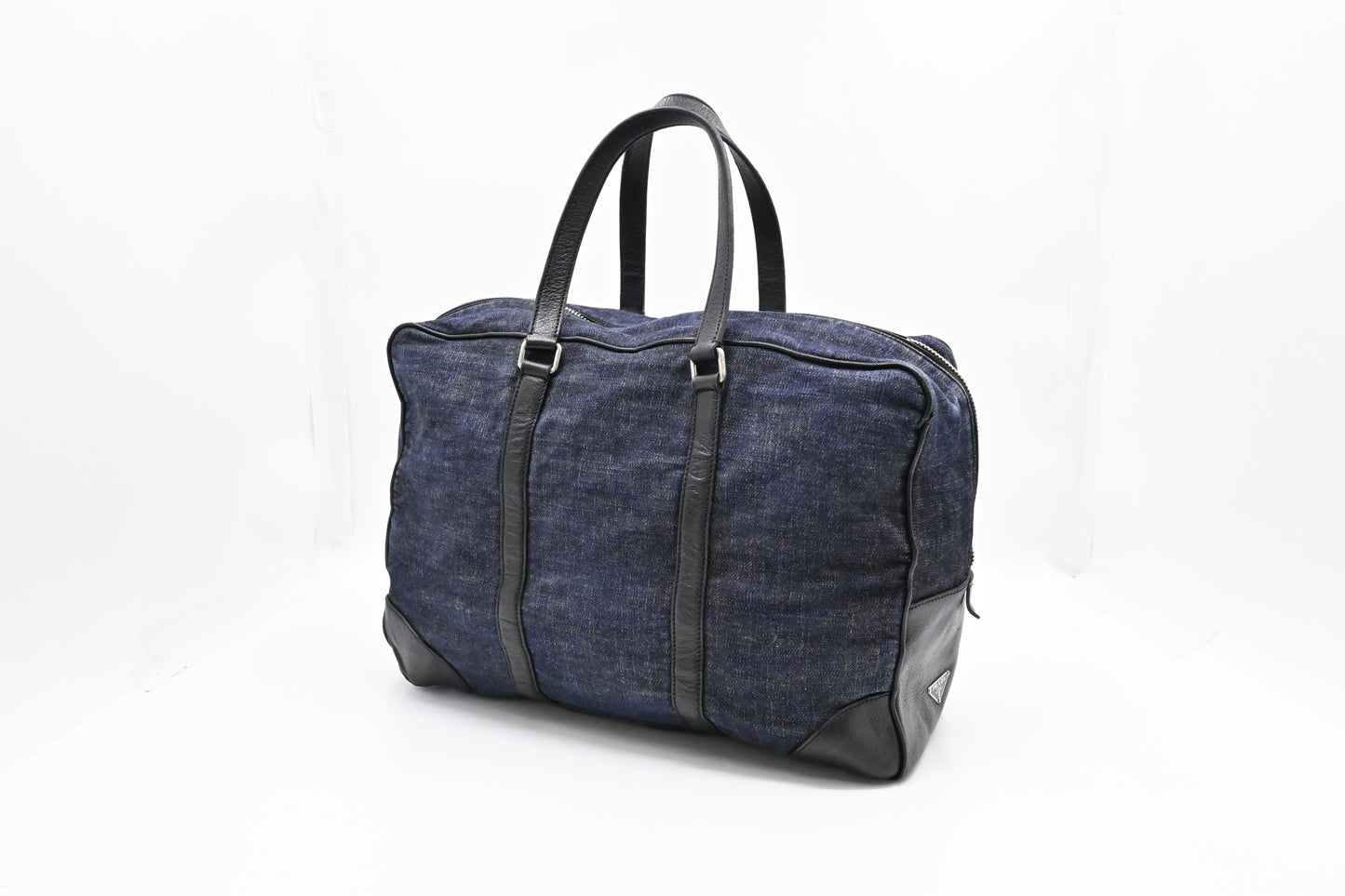 Prada Duffle Bag in Denim & Black Leather