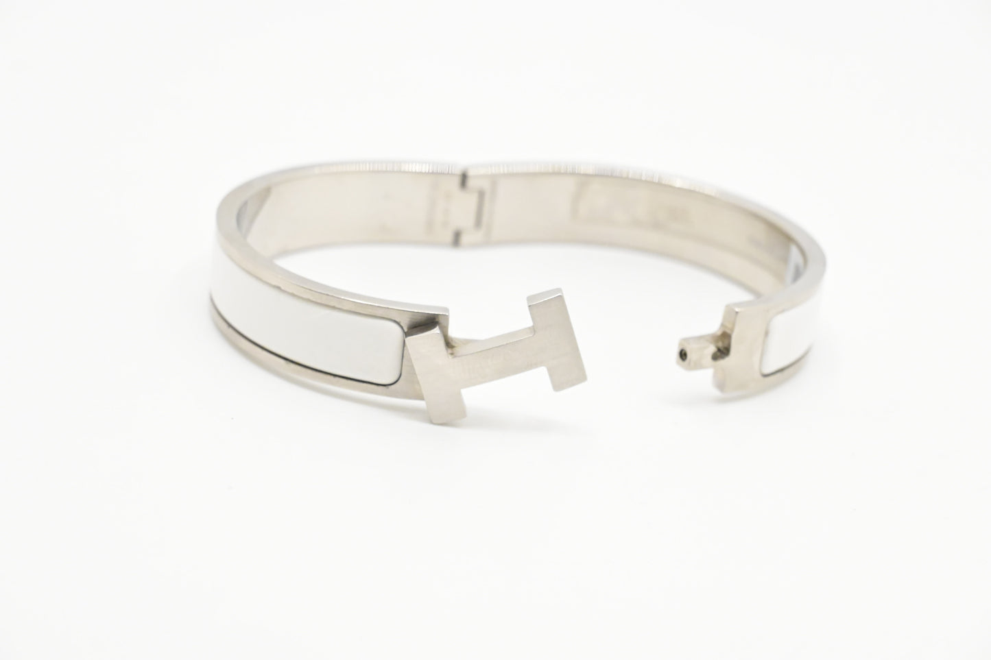 Hermes Clic Clac H Bracelet in White