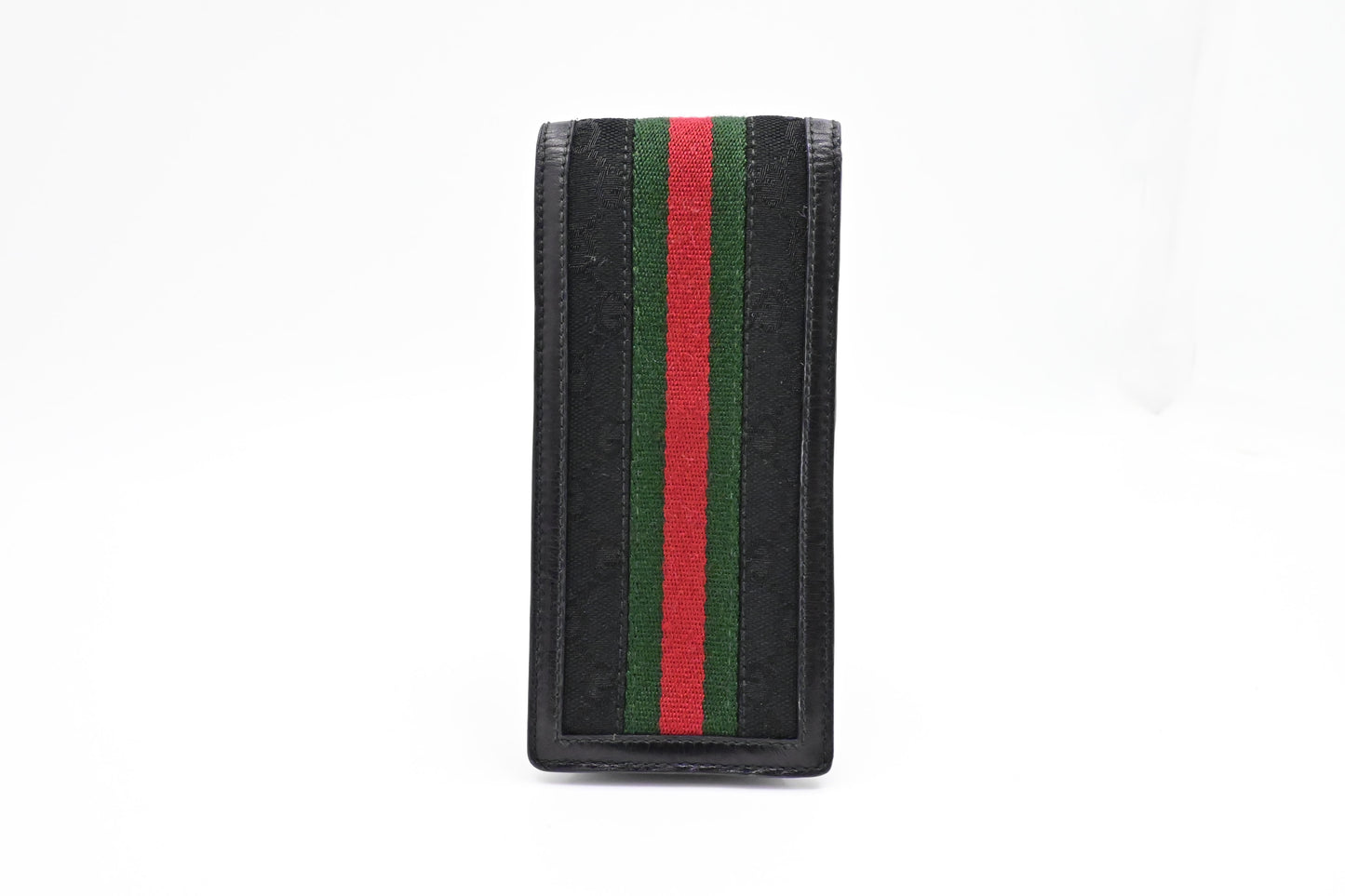 Gucci 'Accessories Collection' Glasses Case in Black Sherry Line Canvas and Leather