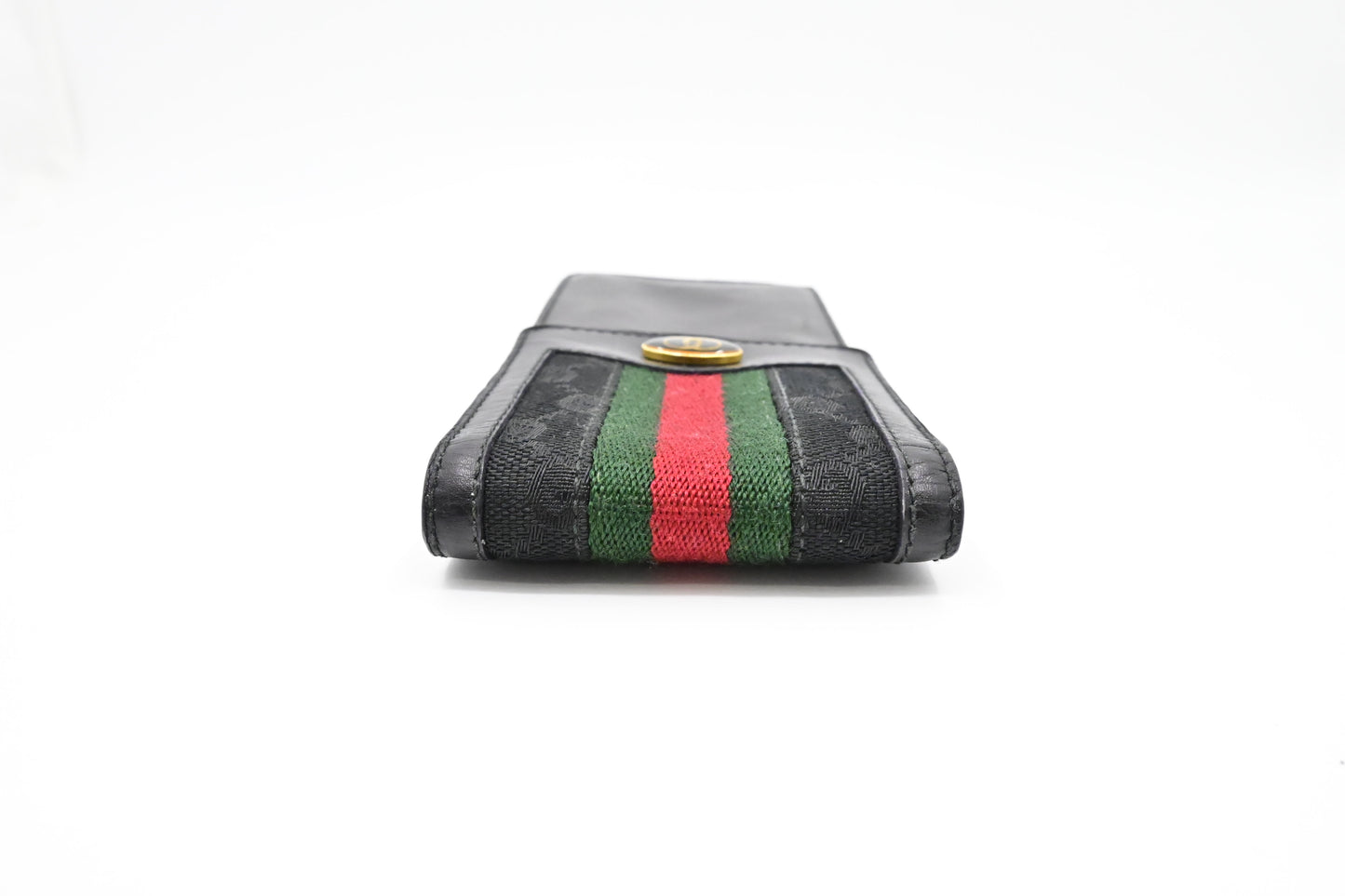 Gucci 'Accessories Collection' Glasses Case in Black Sherry Line Canvas and Leather