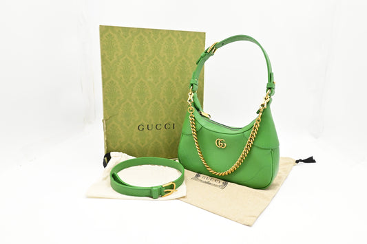 Gucci Small Aphrodite Shoulder Bag in Green Leather