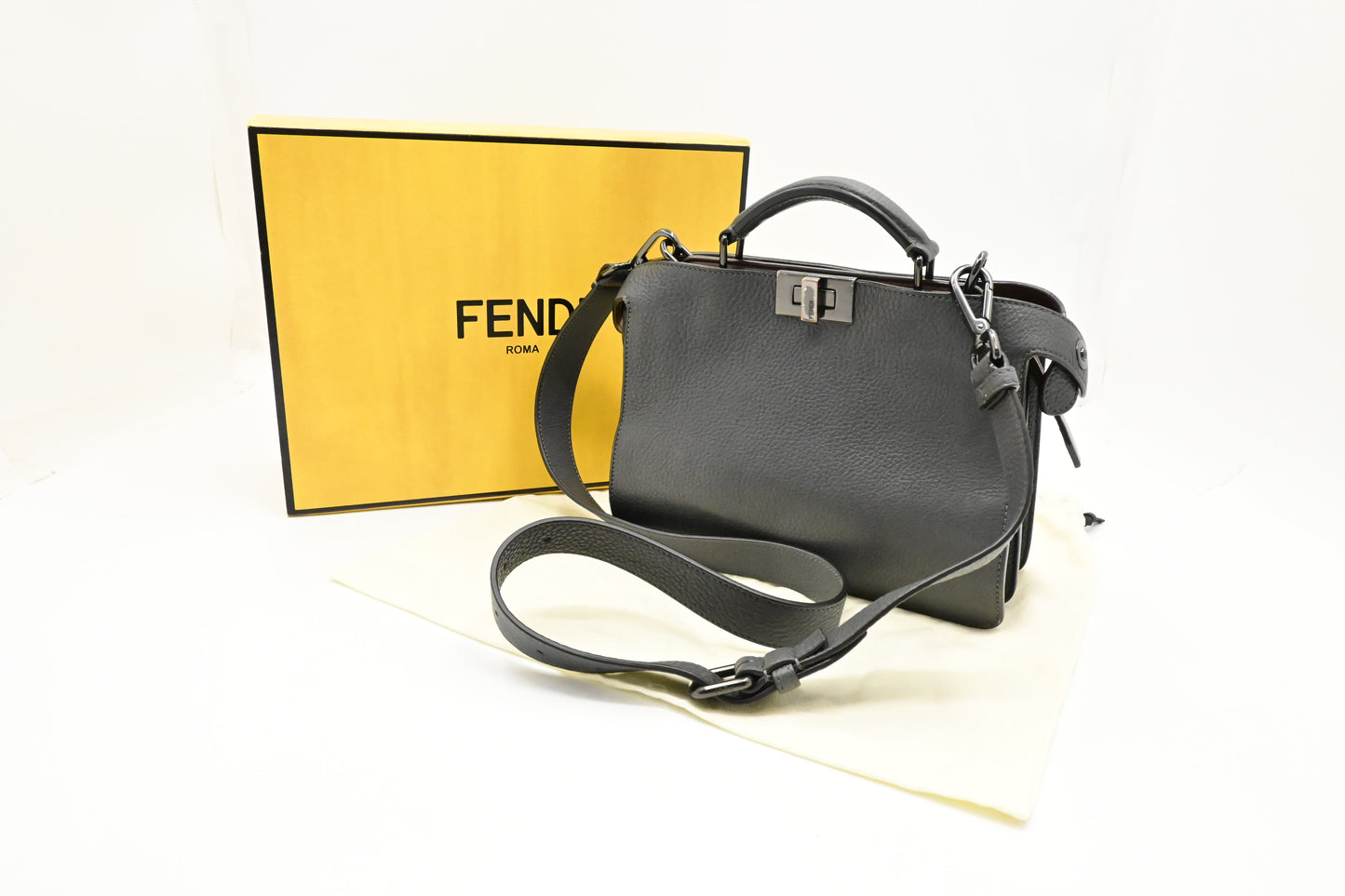 Fendi Small Peekaboo in Gray Leather