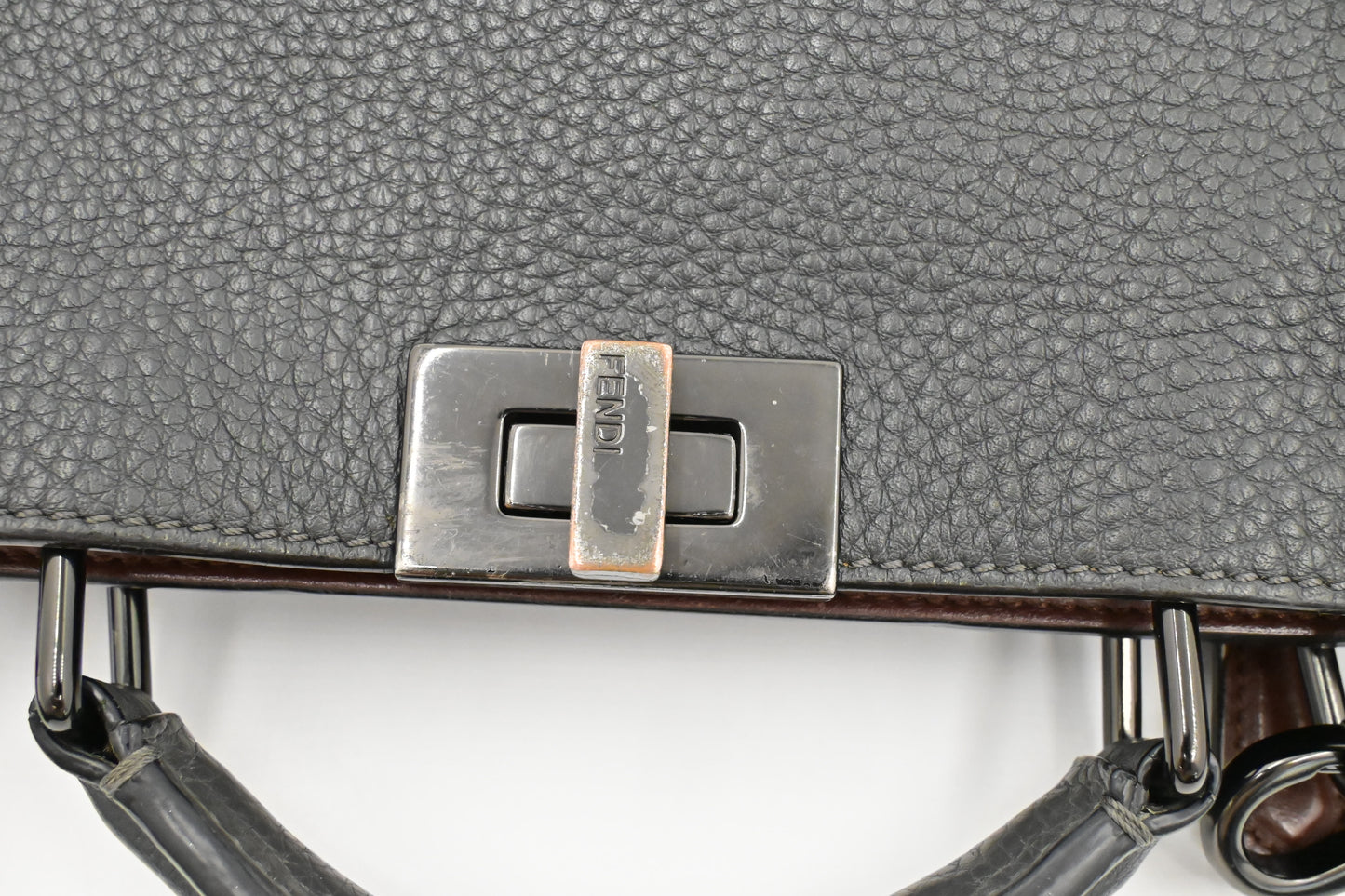 Fendi Small Peekaboo in Gray Leather