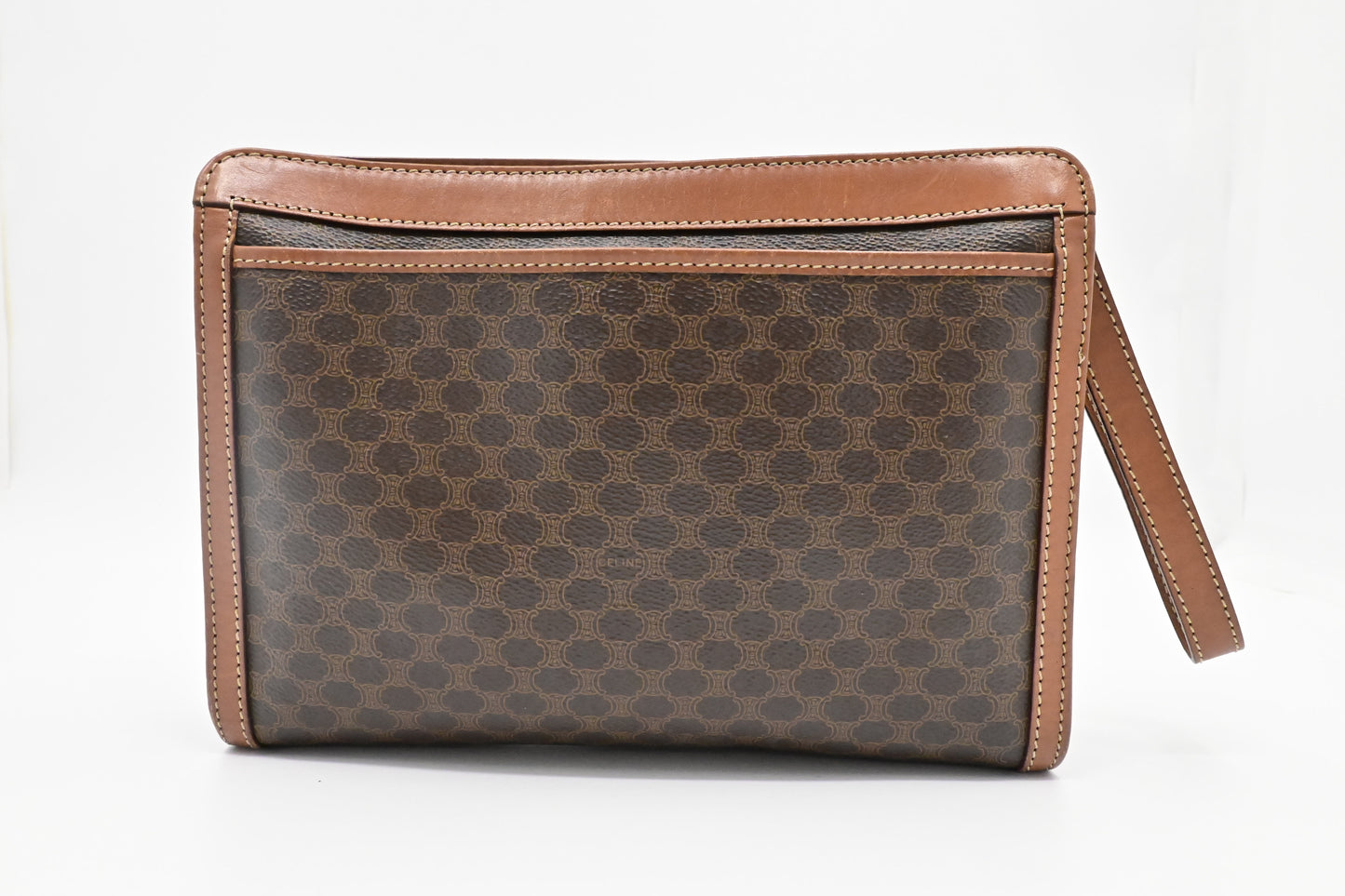 Celine Pouch in Brown Macadam Canvas