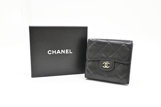 Chanel Compact Wallet in Black Leather