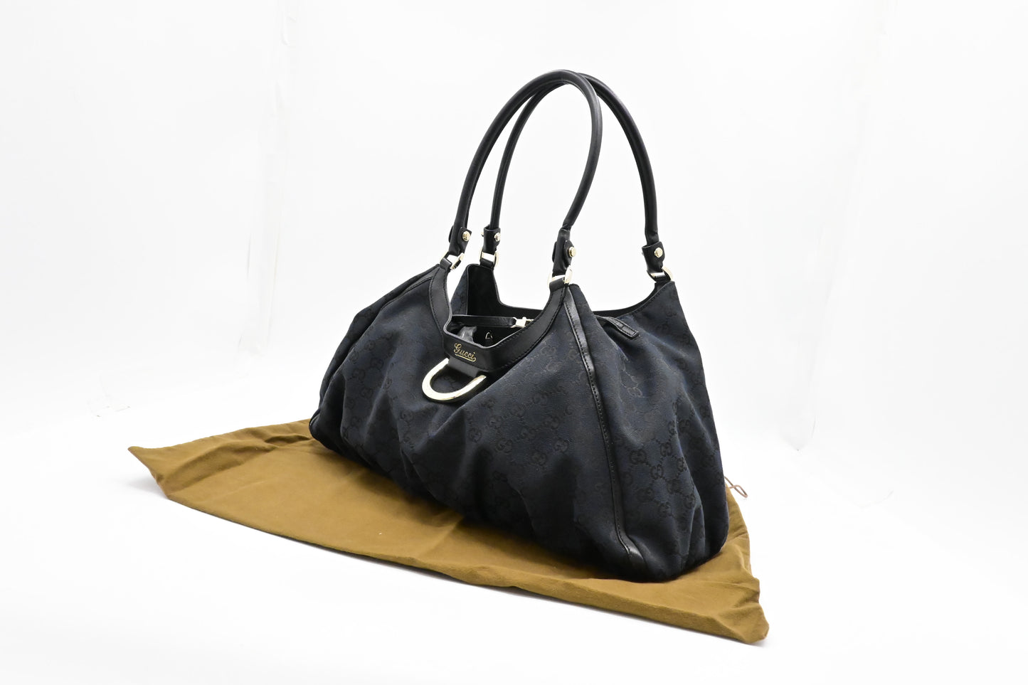 Gucci Abbey D-Ring Hobo Bag in Black GG Canvas