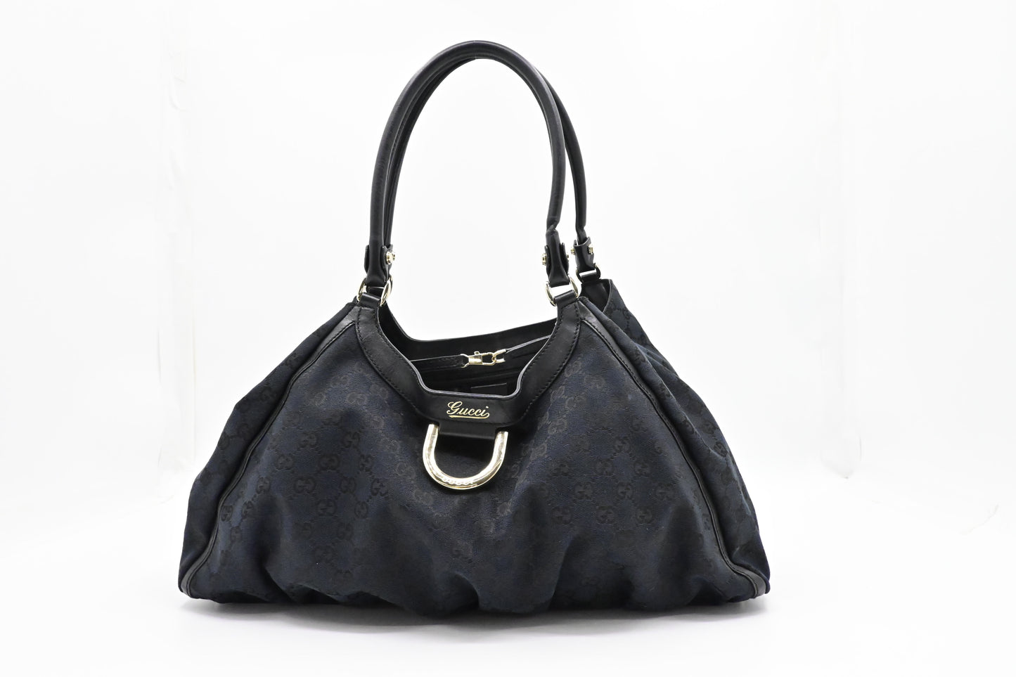 Gucci Abbey D-Ring Hobo Bag in Black GG Canvas