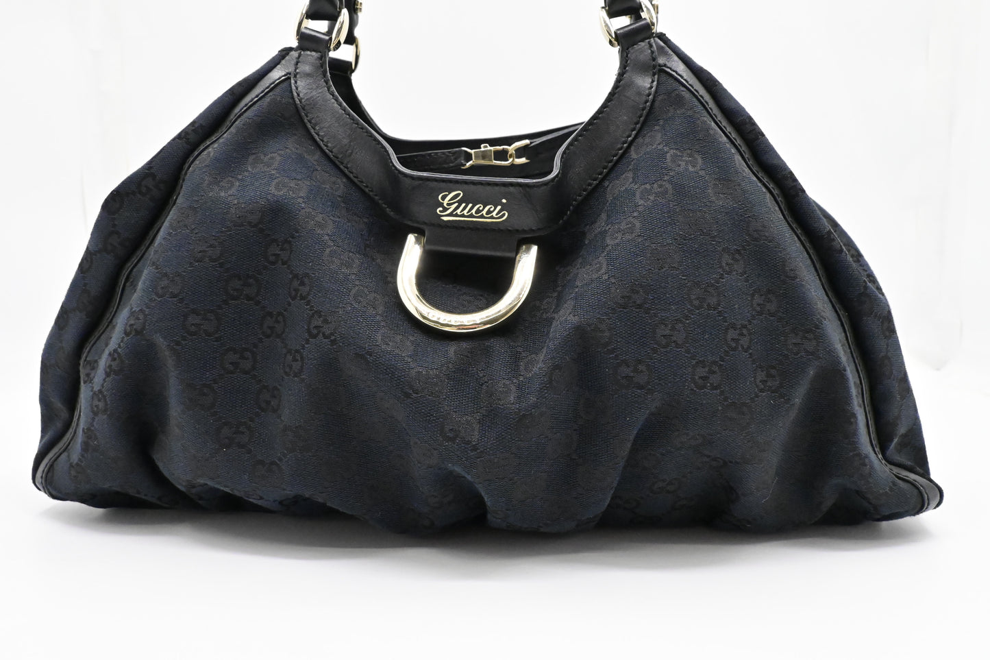 Gucci Abbey D-Ring Hobo Bag in Black GG Canvas