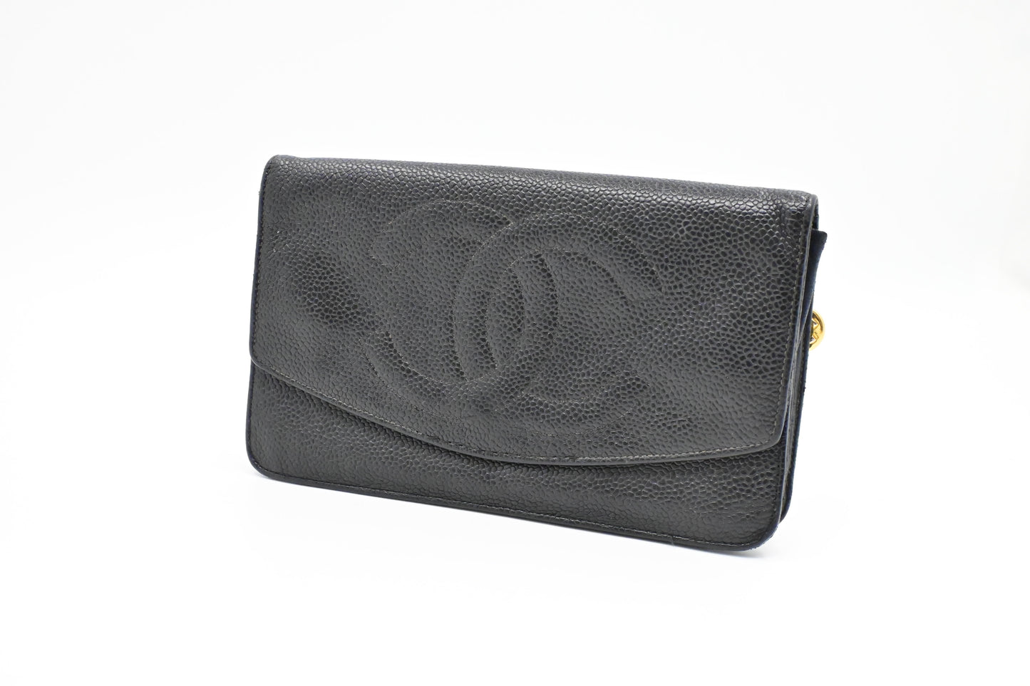 Chanel Long Wallet in Black Caviar Leather