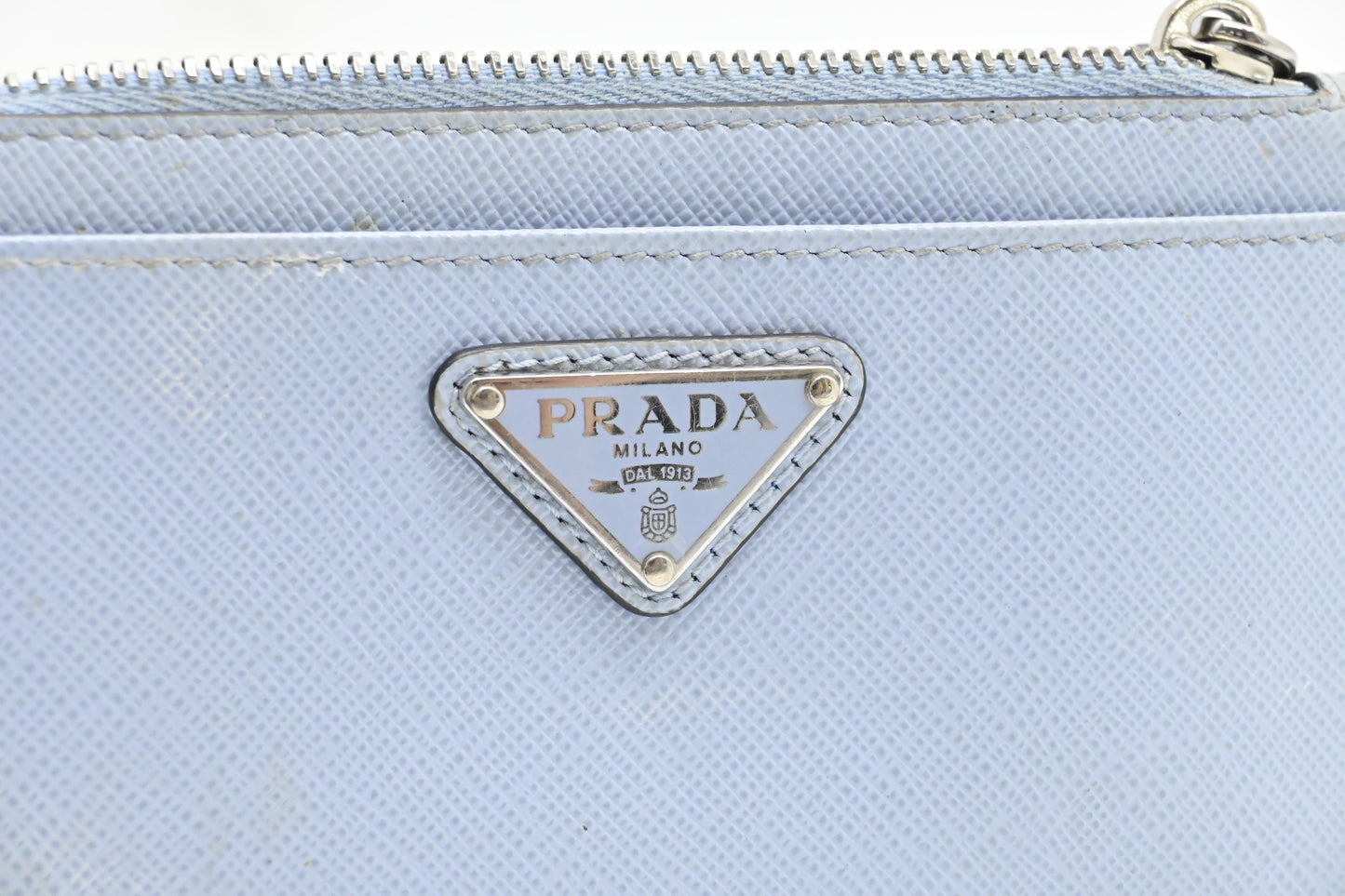 Prada Card Case in Light Blue Saffiano Leather