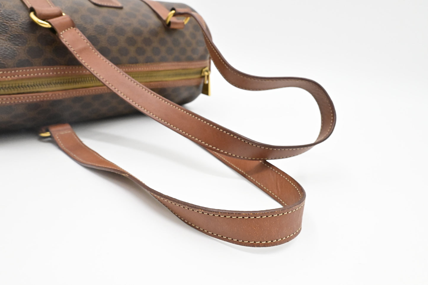 Celine Barrel Bag in Brown Macadam Canvas