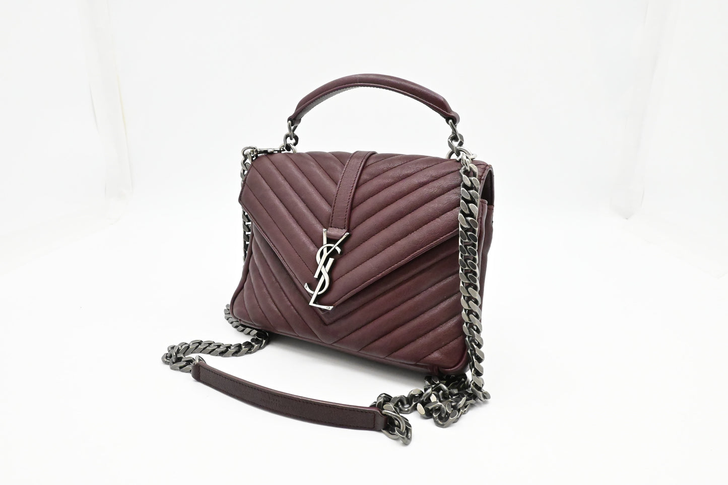 YSL Saint Laurent College Medium in Burgundy Leather