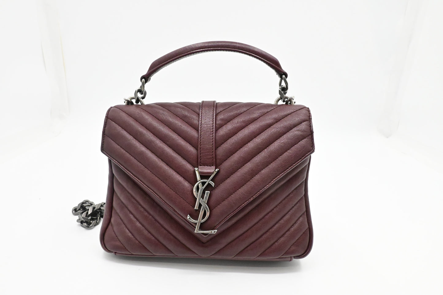 YSL Saint Laurent College Medium in Burgundy Leather