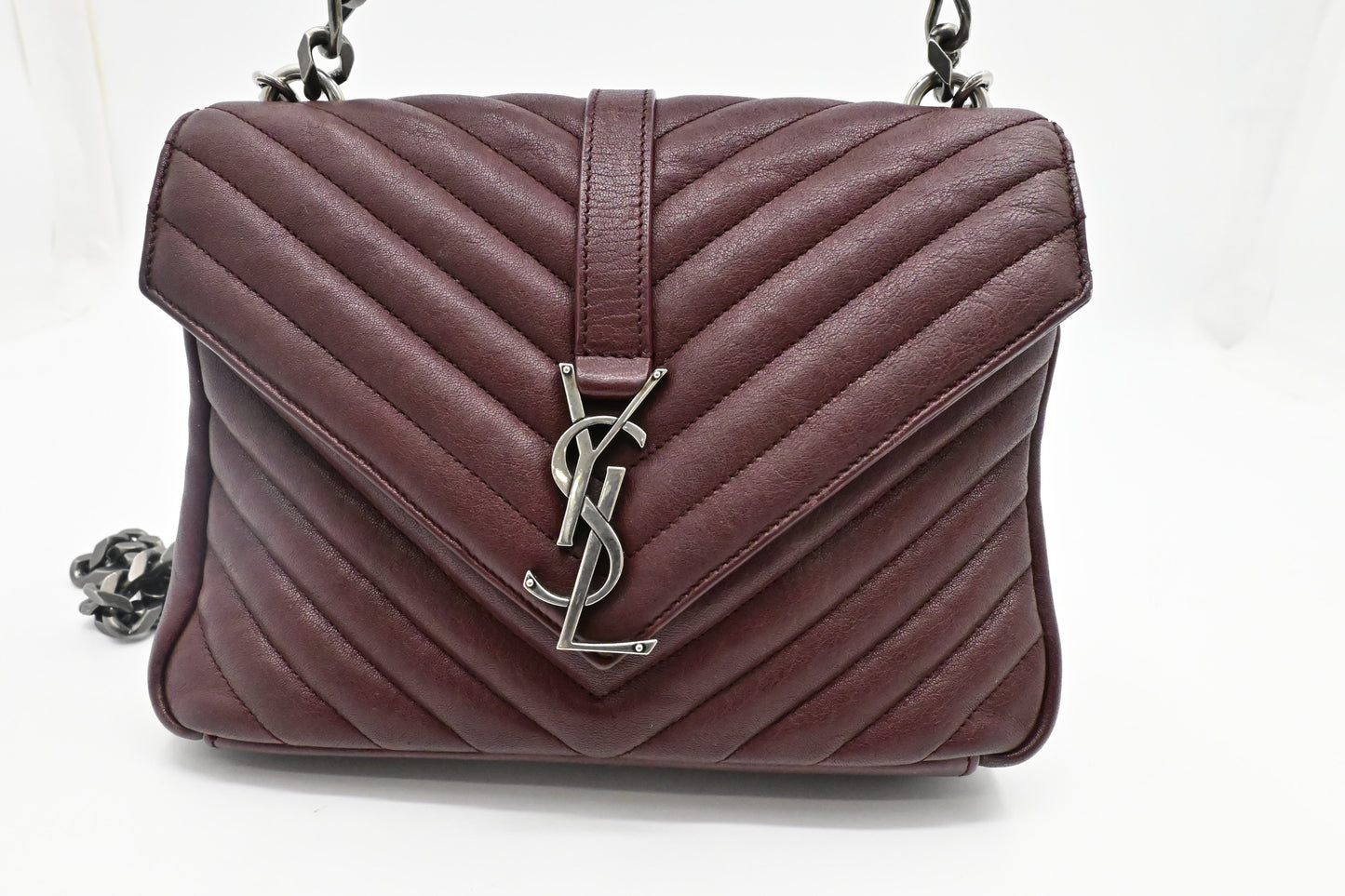 YSL Saint Laurent College Medium in Burgundy Leather