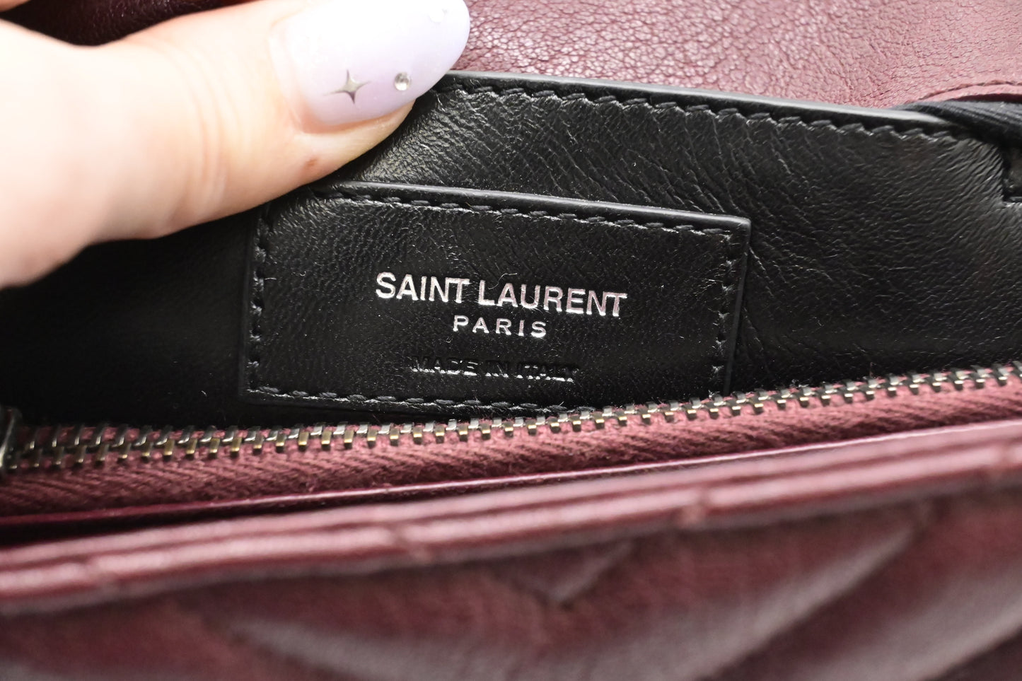 YSL Saint Laurent College Medium in Burgundy Leather