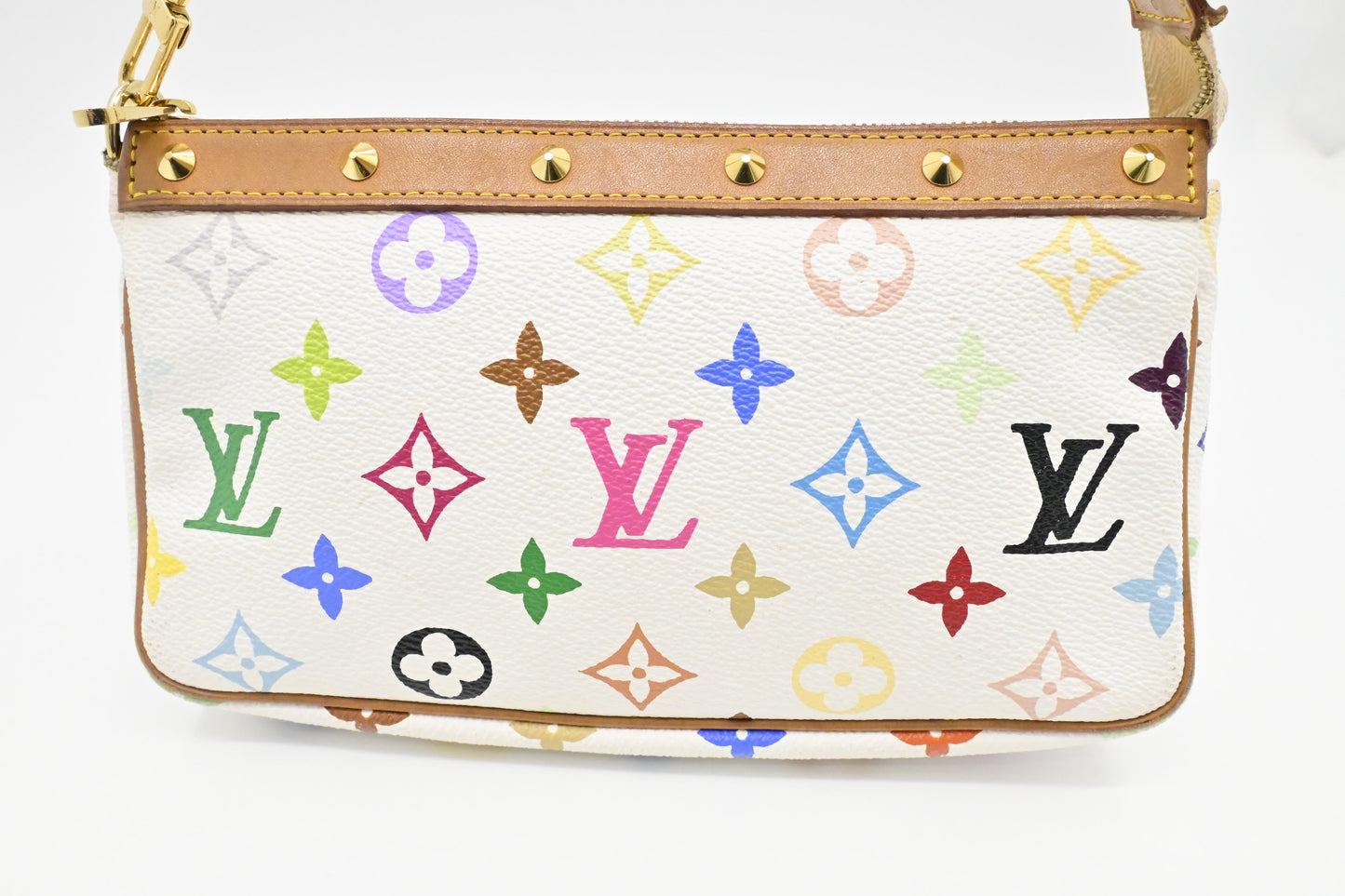 Louis Vuitton x Takashi Murakami Pochette Accessoires in White Multicolor Monogram Canvas