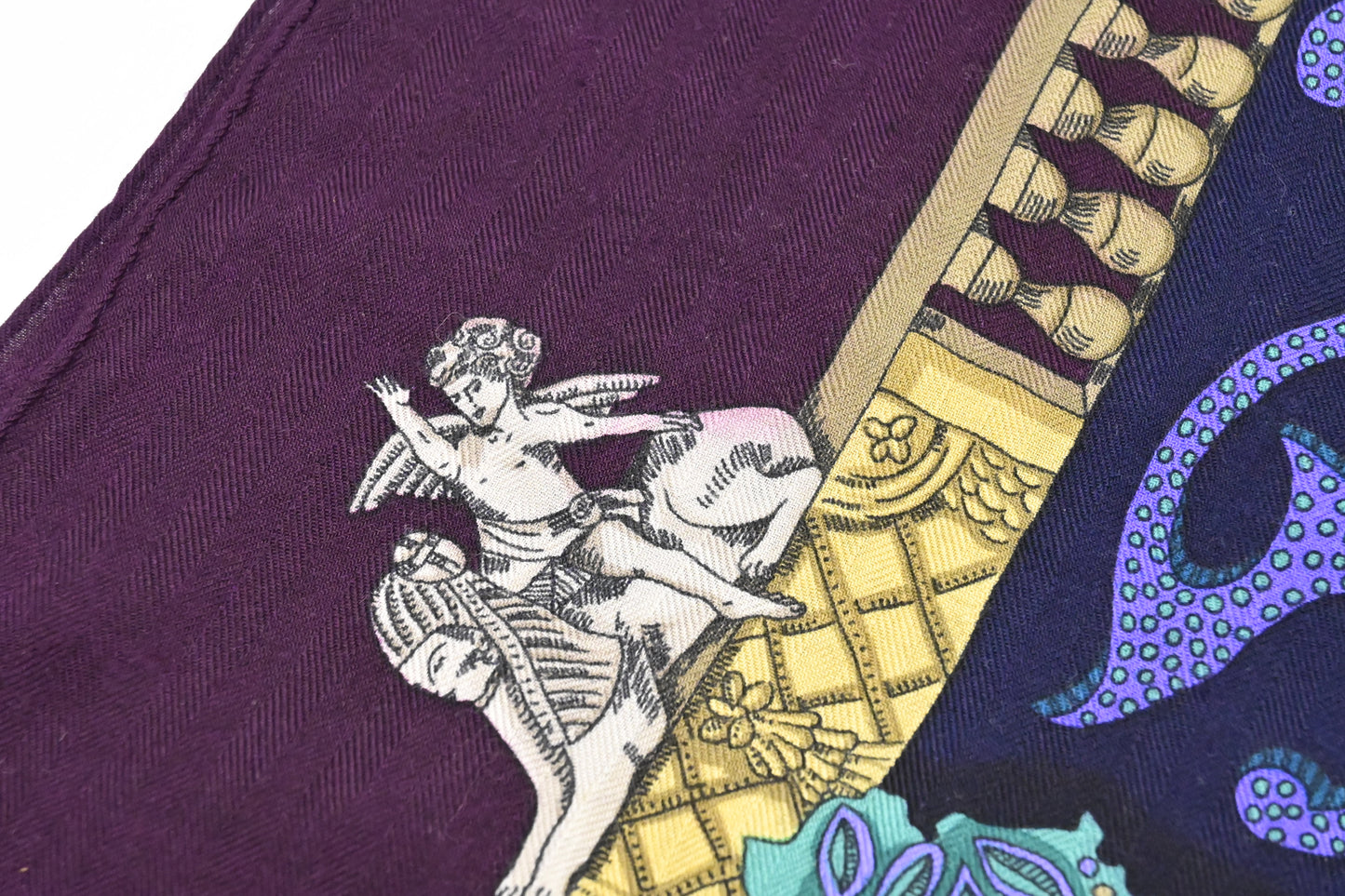 Hermes 'Le Paradis du Roy' Carre 140 in Purple Cashmere and Silk