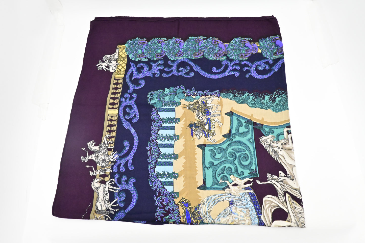 Hermes 'Le Paradis du Roy' Carre 140 in Purple Cashmere and Silk