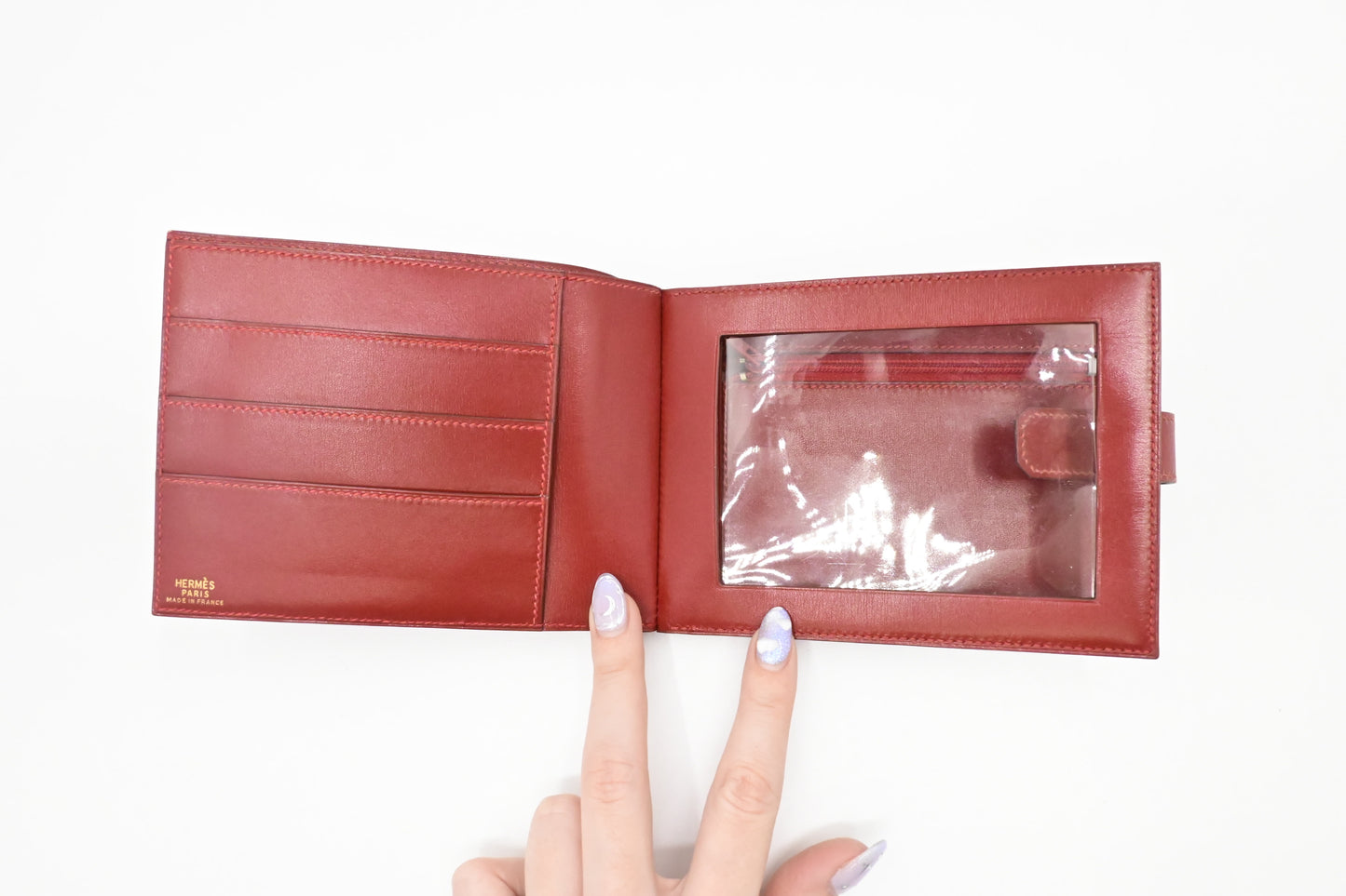 Hermes Bifold Wallet in Red Leather