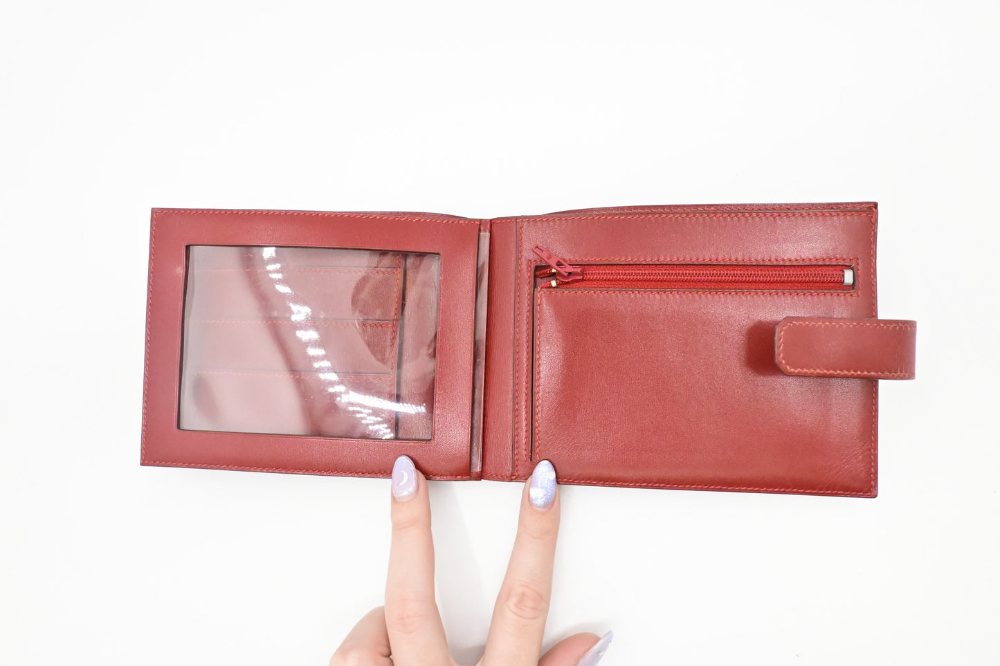 Hermes Bifold Wallet in Red Leather