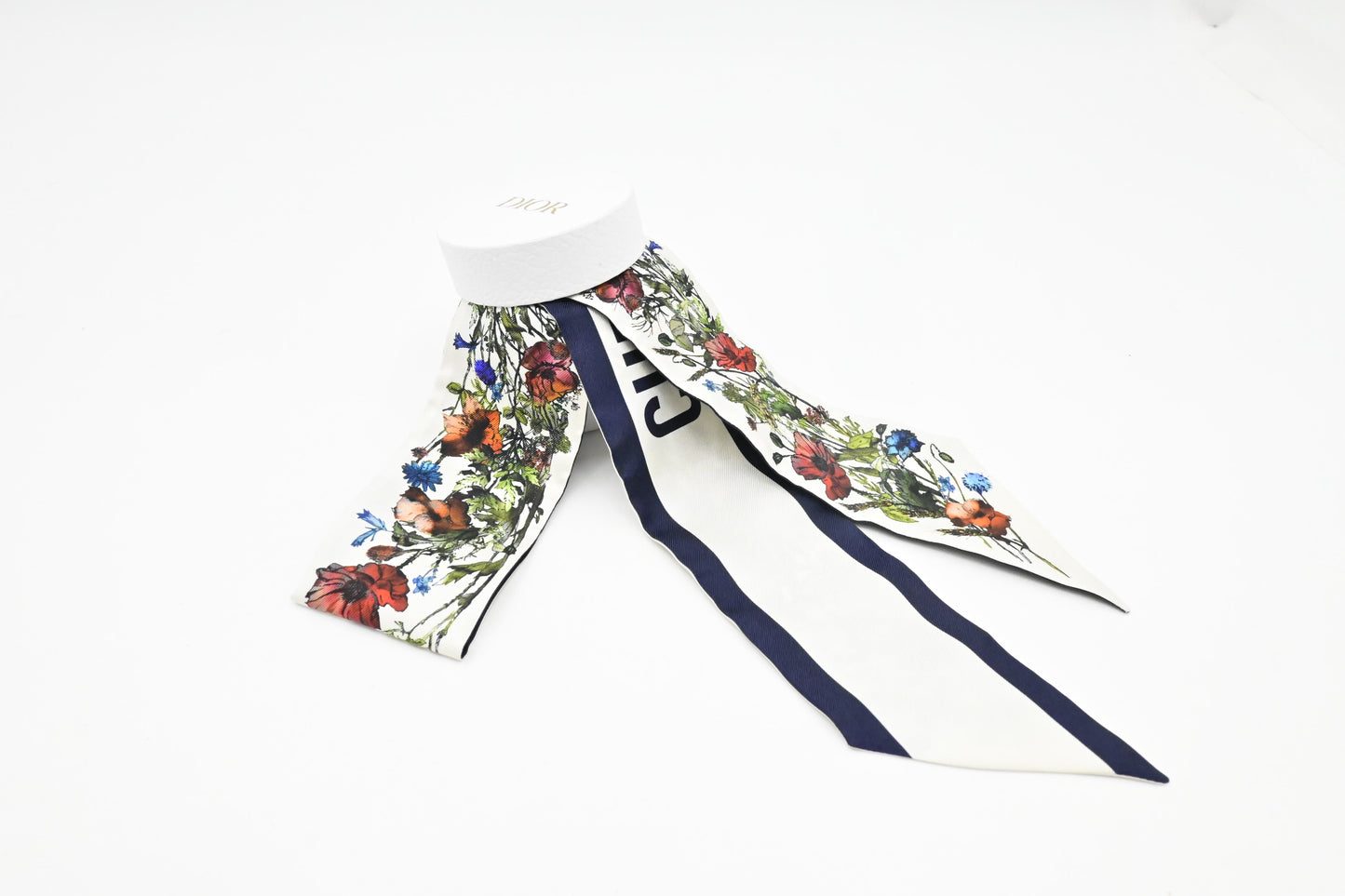 Dior D-Millefiori Mitzah Scarf in White Silk