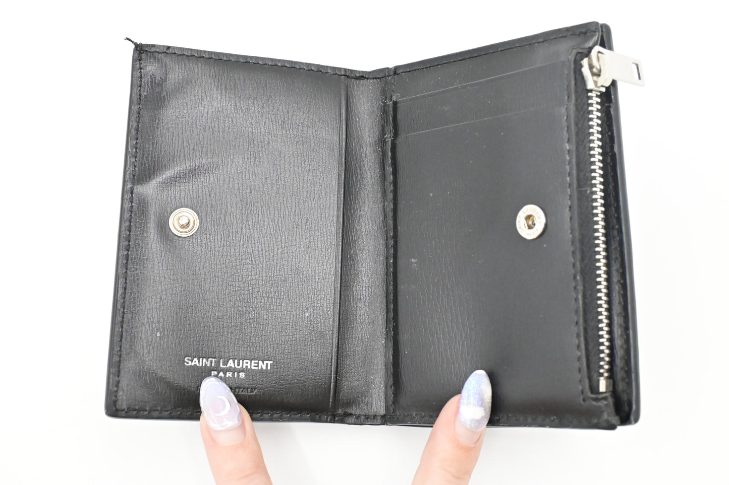 YSL Saint Laurent Compact Wallet in Black Leather