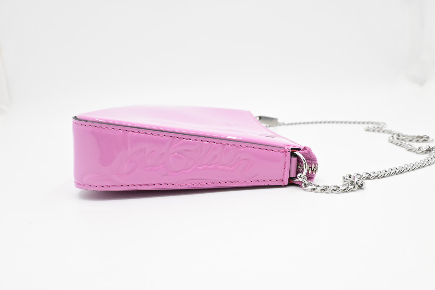 Louboutin Chain Shoulder Bag in Pink Patent Leather