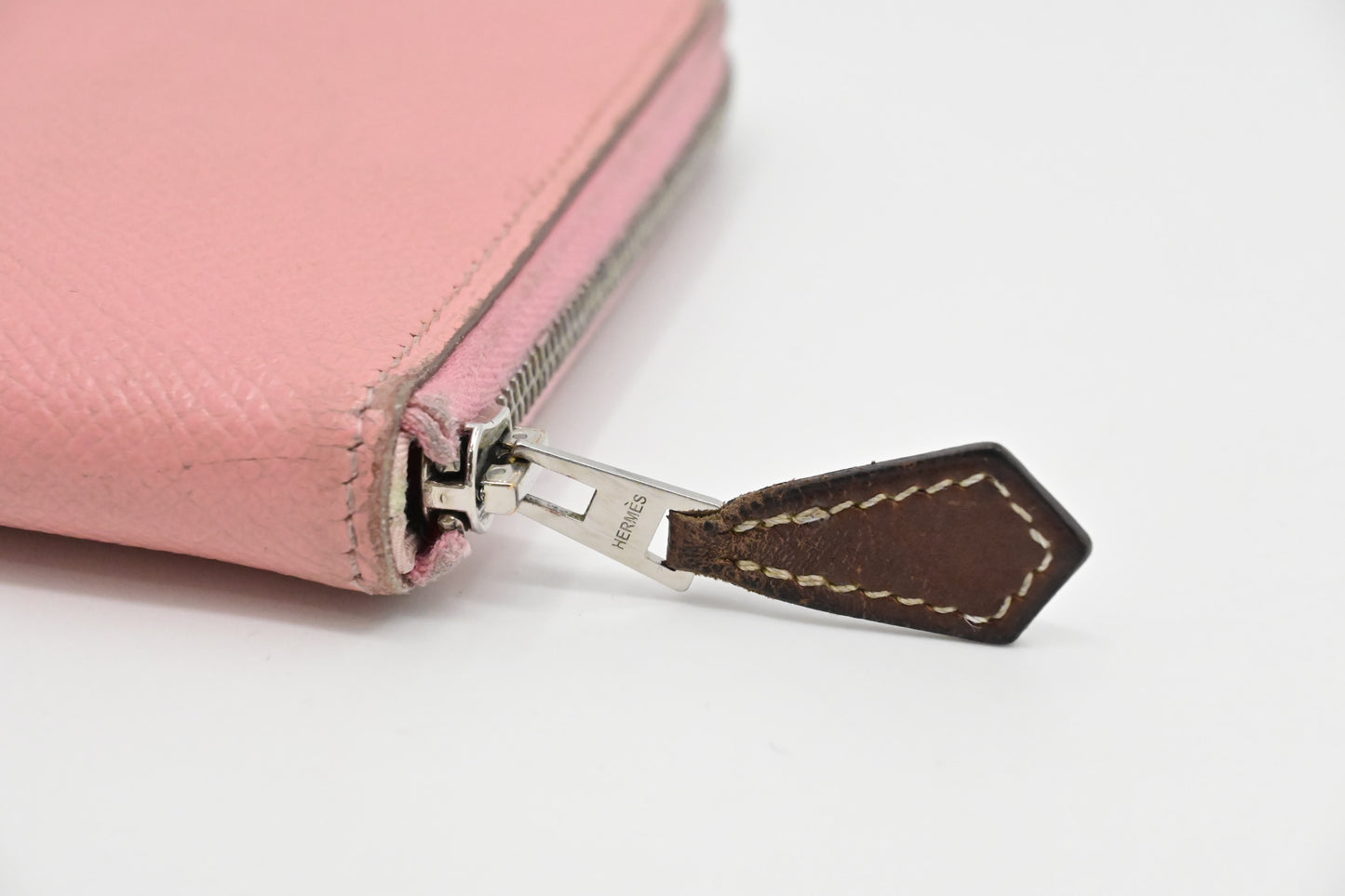 Hermes Epsom Silk'in Zippy Wallet in Light Pink Leather