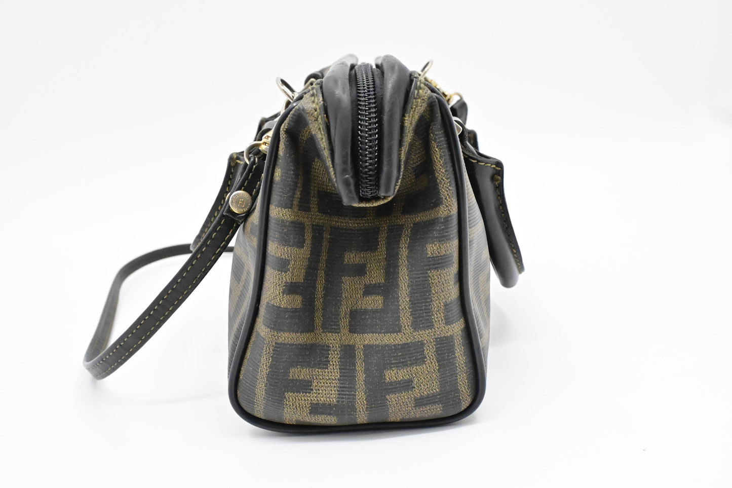 Fendi Mini Boston Bag in Zucca Coated Canvas