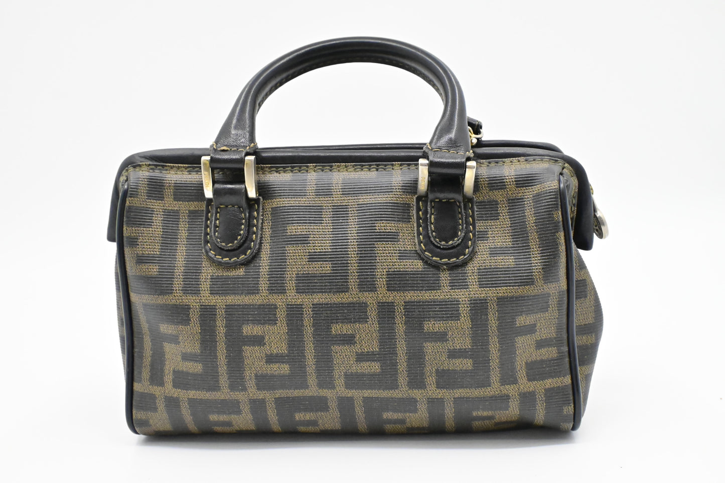 Fendi Mini Boston Bag in Zucca Coated Canvas