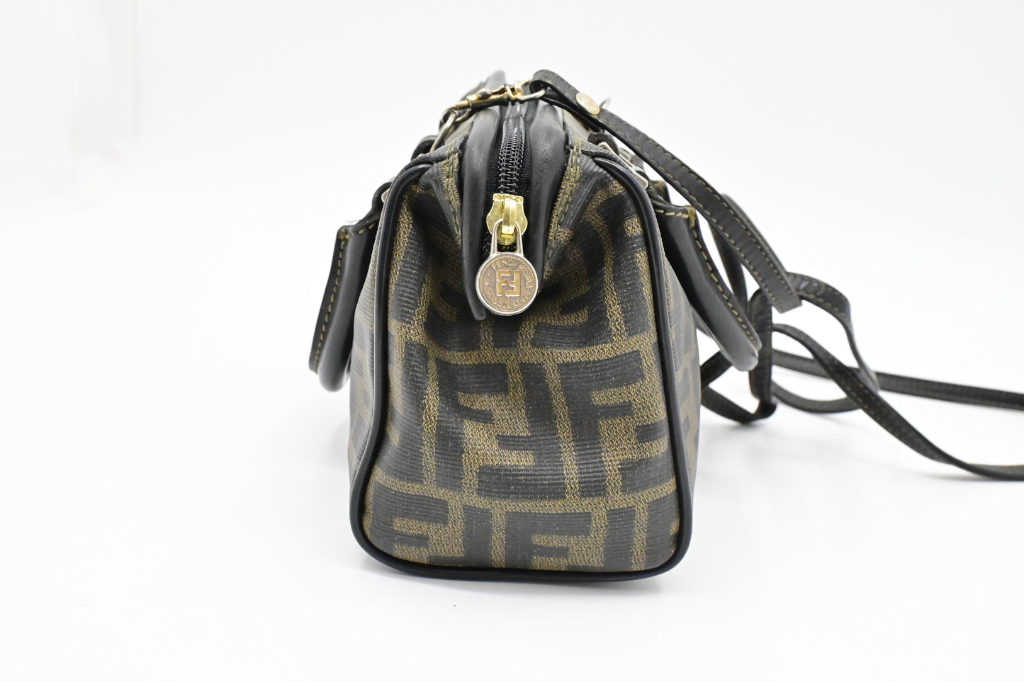 Fendi Mini Boston Bag in Zucca Coated Canvas