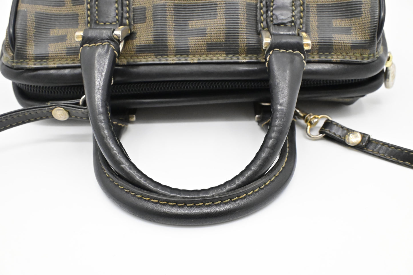 Fendi Mini Boston Bag in Zucca Coated Canvas