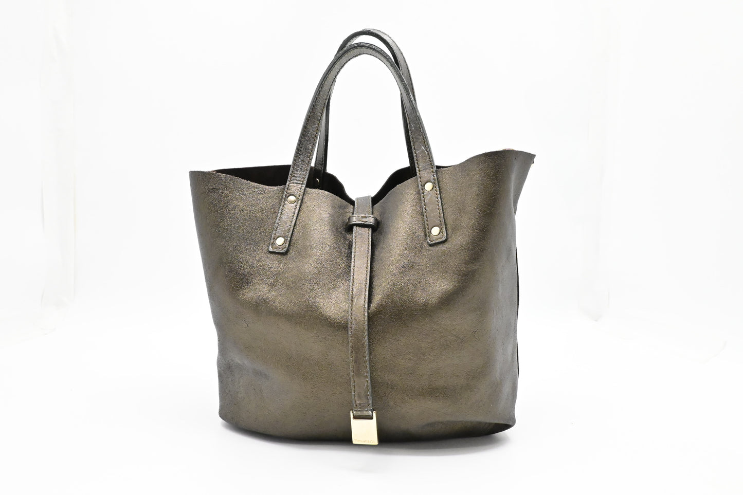 Tiffany & Co. Reversible Handbag in Metallic Bronze and Brown Leather