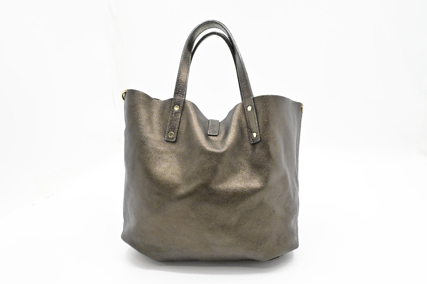 Tiffany & Co. Reversible Handbag in Metallic Bronze and Brown Leather