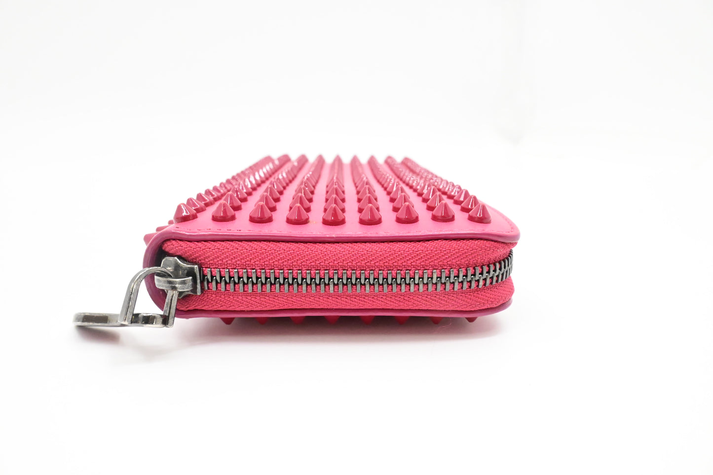 Louboutin Studded Long Zippy Wallet in Pink Leather