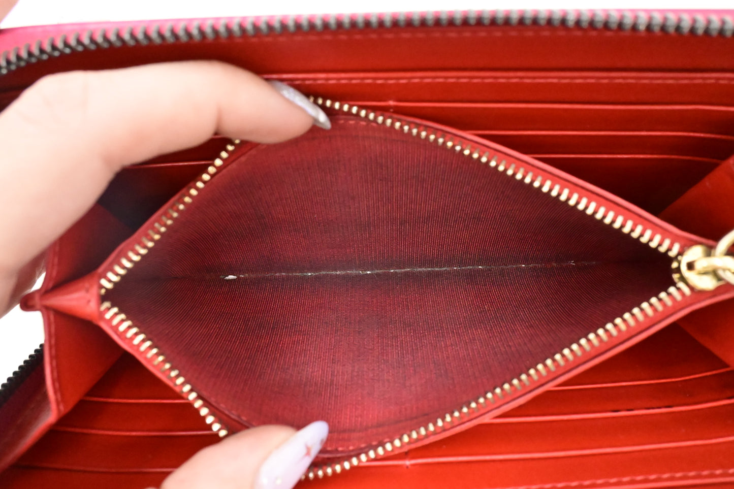 Louboutin Studded Long Zippy Wallet in Pink Leather